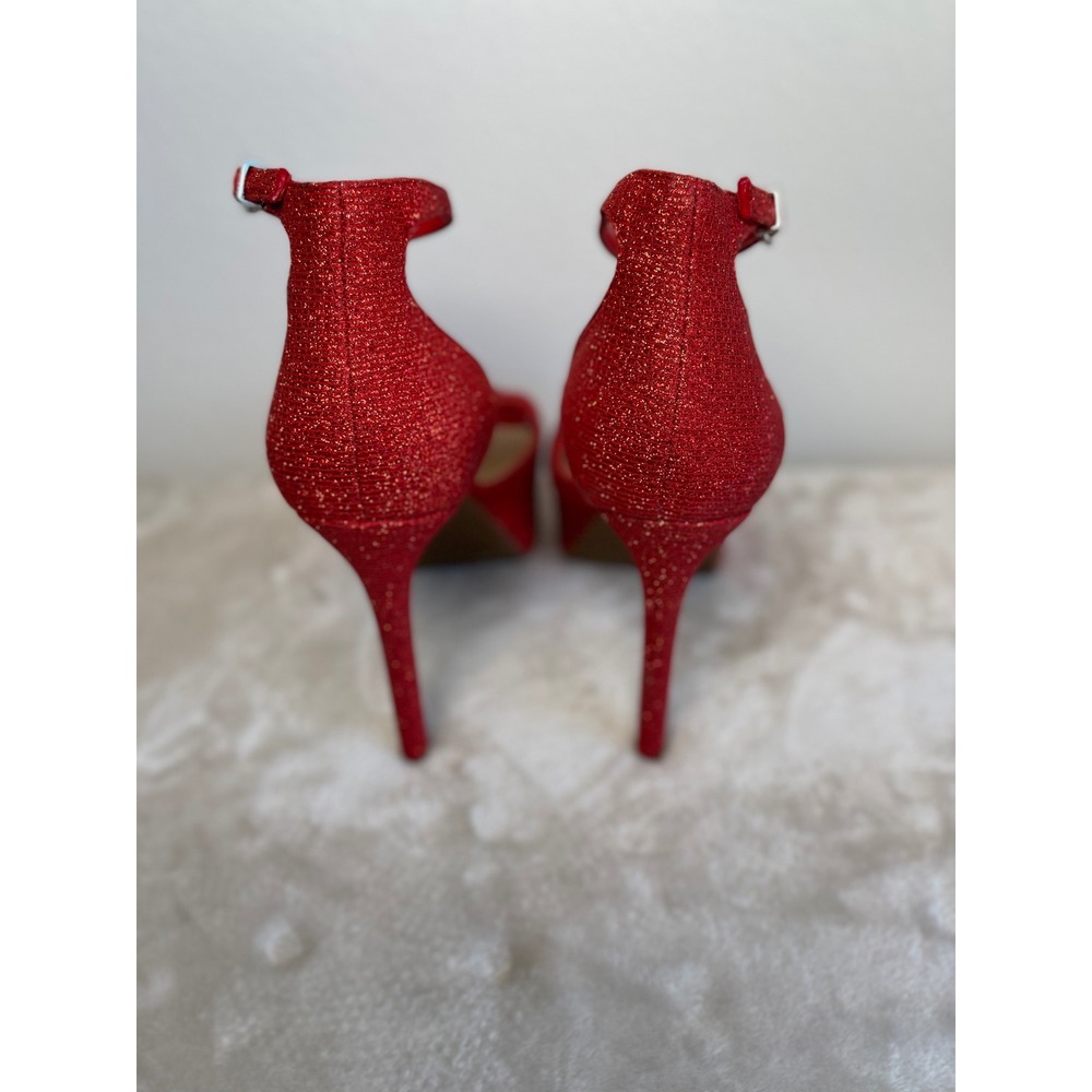 Gianni Bini Red Glitter Platform Heels Ankle Strap Sandals Womens 7.5 M - Picture 4 of 15